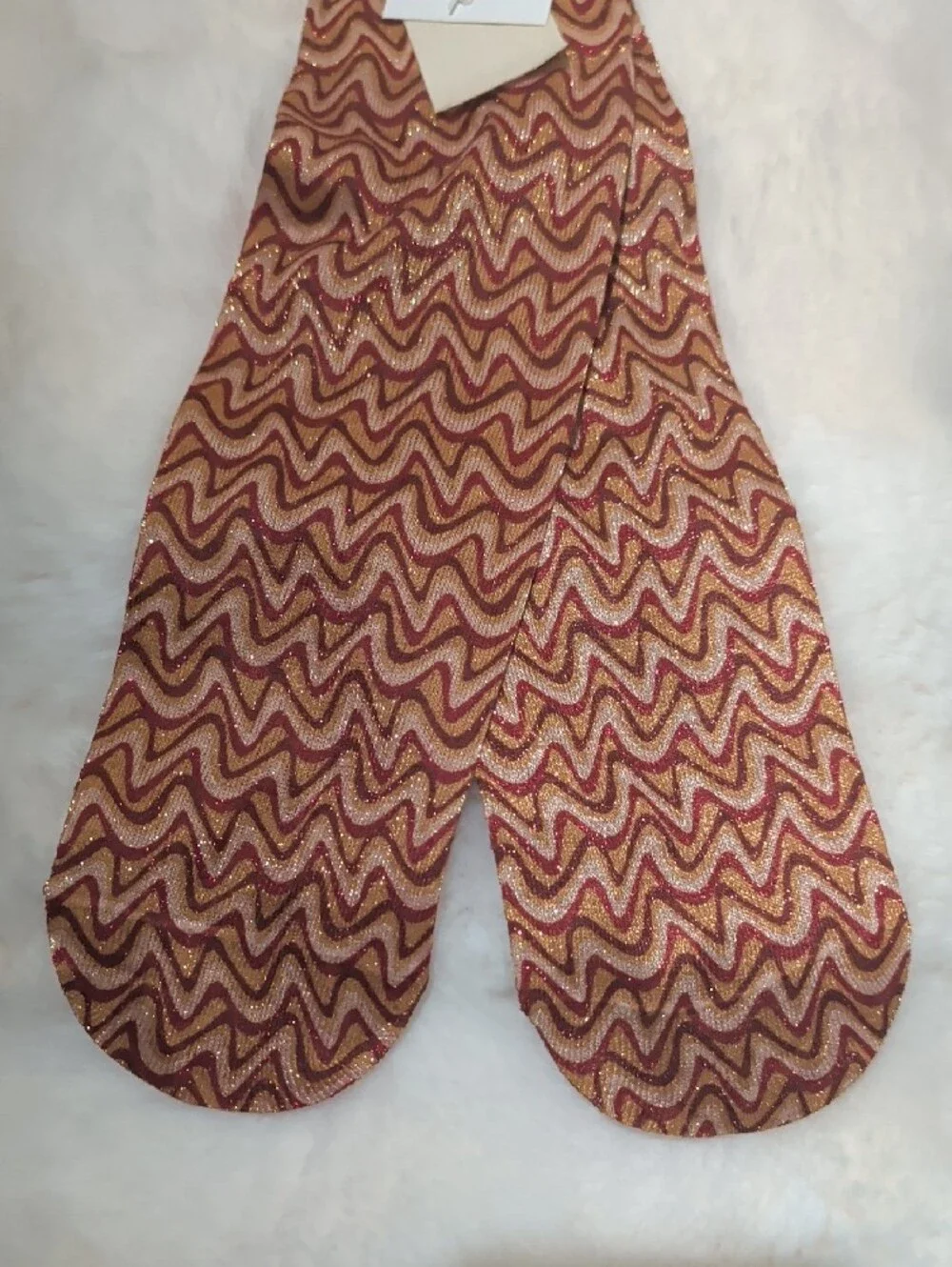 🎉 4 for $20 🎉 Free People Metallic Zigzag Ankle Socks - Maroon & Gold